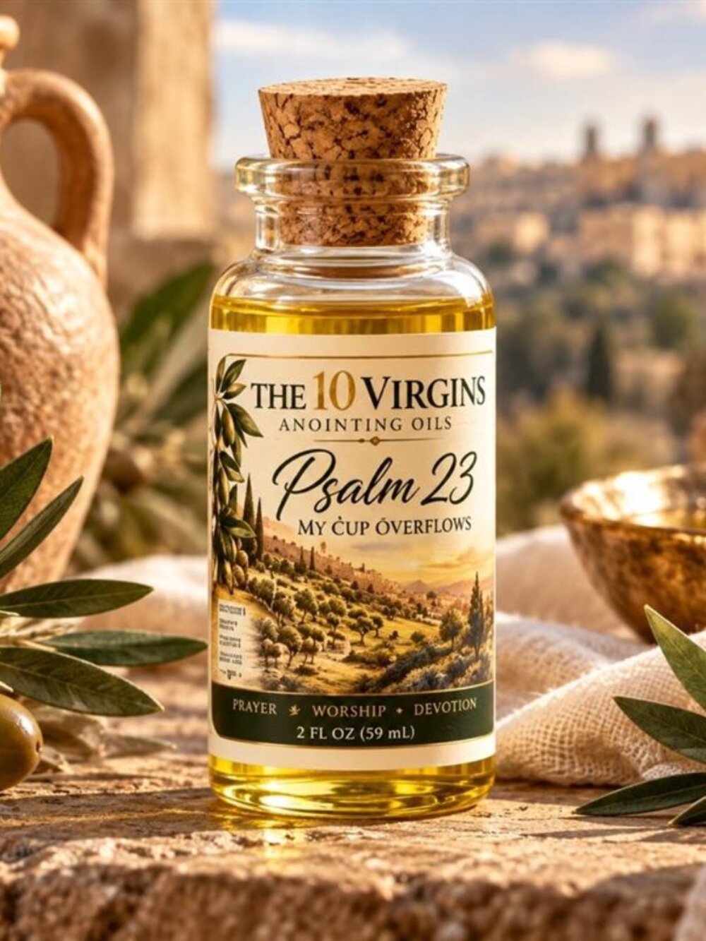 Psalm 23 Anointing Oil 2 oz – My Cup Overflows | Prayer Worship Devotional Oil